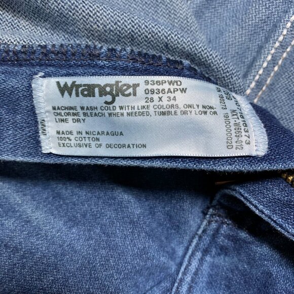 Wrangler Jeans Cowboy Cut Bootcut Mens 28x34 Blue Denim 936PWD Western Rodeo - Picture 8 of 14